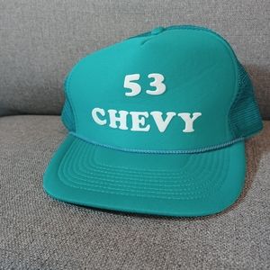 Vtg 53 Chevy hat snap back mesh back trucker hat